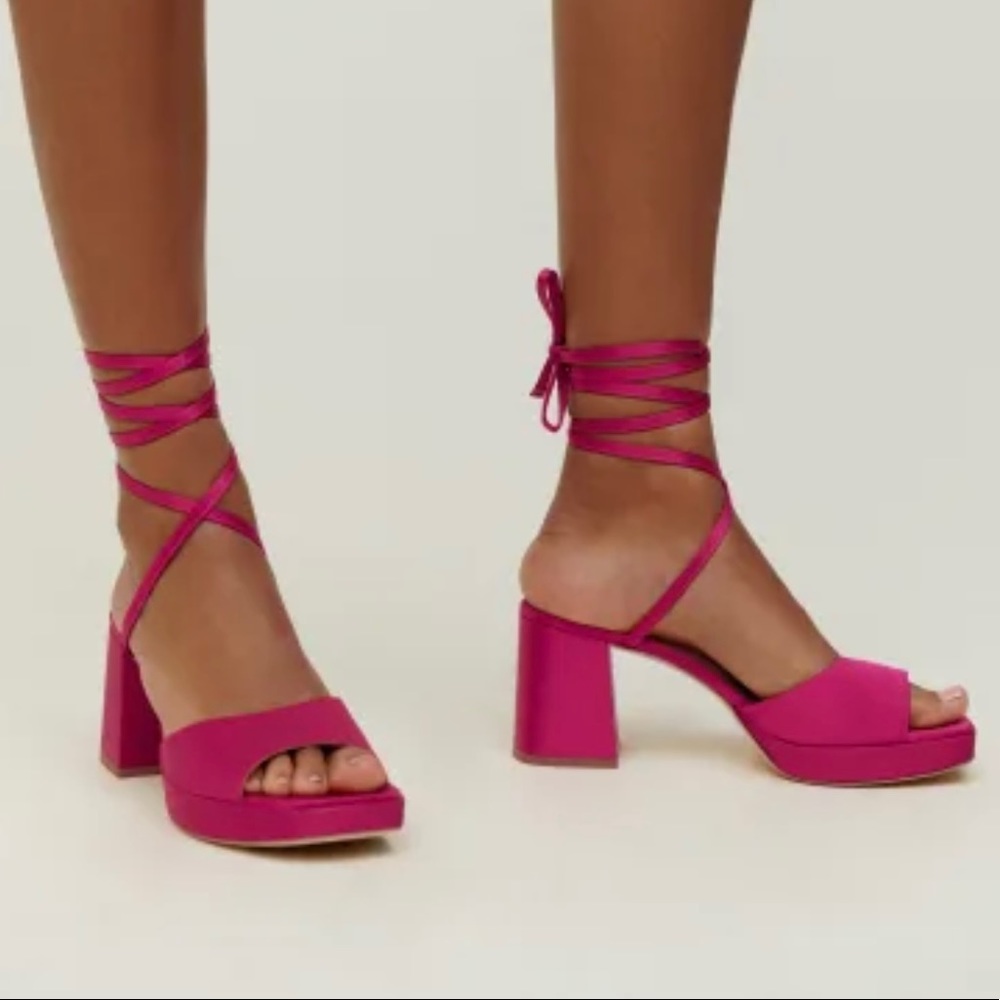 Reformation - Magda Ankle Tie Platform Sandal